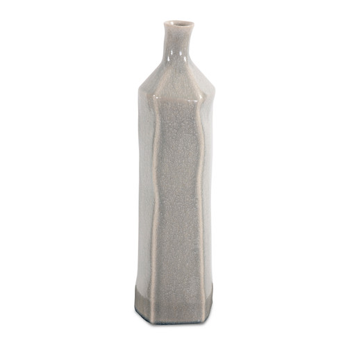 Gray Ceramic Bottle in Crackled Gray Glaze (204|89100)