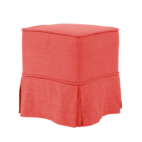 Universal Cube Ottoman With Slipcover in Linen Slub Poppy (204|128-774S)