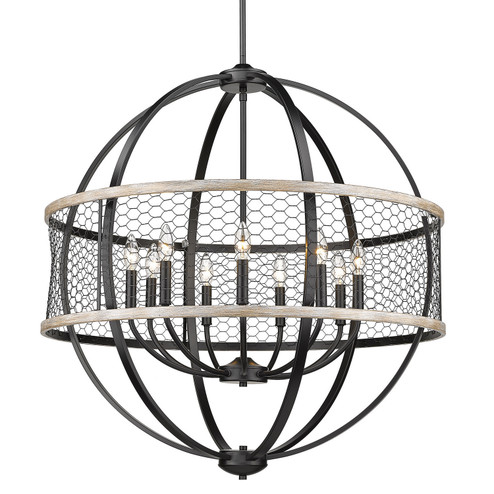 Roost Nine Light Chandelier in Matte Black (62|3170-9 BLK-CW)