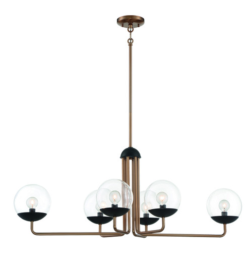Outer Limits Six Light Island Pendant in Painted Bronze With Natural Brushed Brass (42|P1506-416)