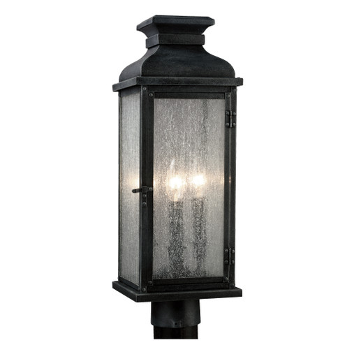 Pediment Three Light Post Lantern in Dark Weathered Zinc (454|OL11107DWZ)