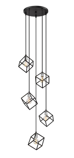 Vertical Five Light Chandelier in Matte Black + Brushed Nickel (224|478-5MB-BN)
