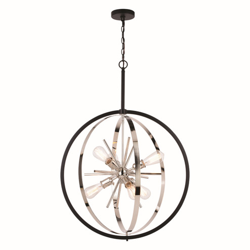 Estelle Six Light Pendant in Polished Nickel and Matte Black (63|P0342)