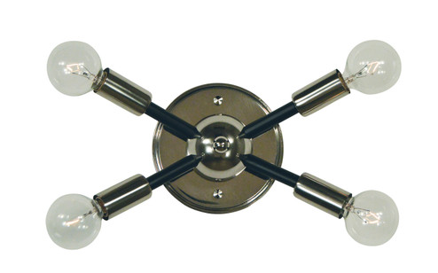 Simone Four Light Wall Sconce in Polished Nickel with Matte Black Accents (8|5014 PN/MBLACK)