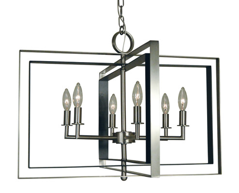 Symmetry Six Light Chandelier in Polished Nickel with Matte Black Accents (8|4866 PN/MBLACK) Symmetry Six Light Chandelier in Polished Nickel with Matte Black Accents (8|4866 PN/MBLACK)