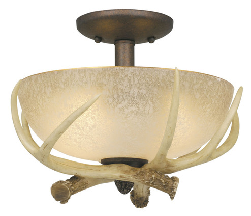 Lodge LED Fan Light Kit or Semi Flush Ceiling Light in Weathered Patina (63|LK33012WP-C)