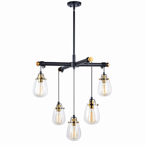 Kassidy Five Light Chandelier in Black and Natural Brass (63|H0184)