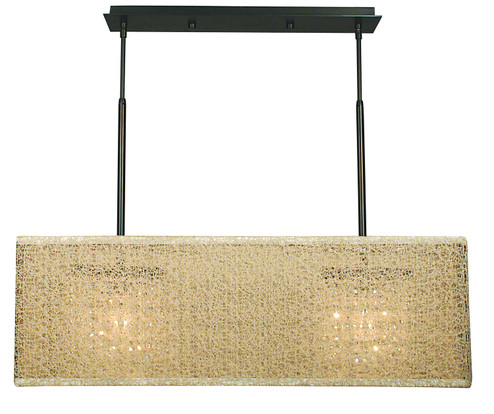 Chloe Two Light Island Chandelier in Polished Silver with Champagne Mesh Shade (8|2332 PS/CM)