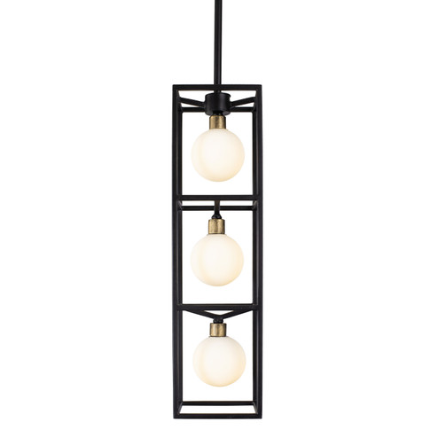 Plaza Three Light Foyer Pendant in Carbon/Havana Gold (137|325F03CBHG)