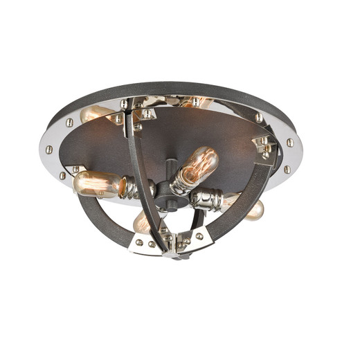 Riveted Plate Four Light Flush Mount in Silverdust Iron (45|15233/4)
