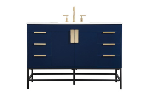 Eugene Single Bathroom Vanity in Blue (173|VF488W48MBL)