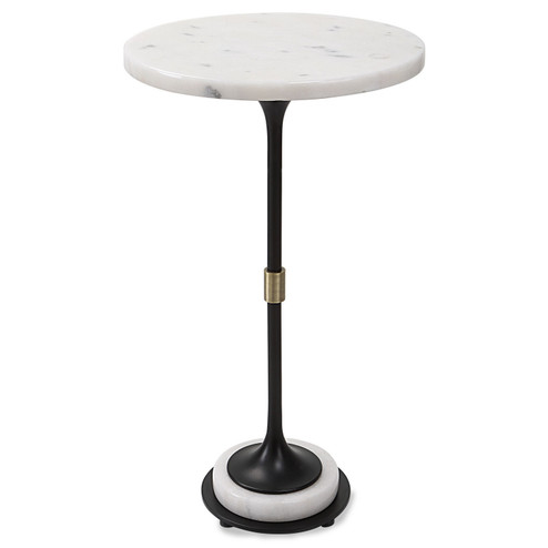 Sentry Accent Table in Black Iron With Antique Brushed Brass (52|25231)
