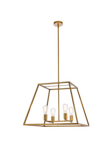 Declan Four Light Pendant in Brass (173|LD720D24BR) Declan Four Light Pendant in Brass (173|LD720D24BR)