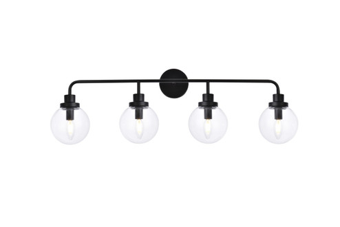 Hanson Four Light Bath in Black and Clear Shade (173|LD7037W38BK)