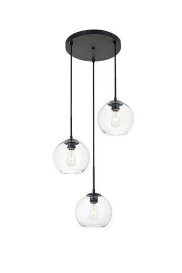 BAXTER Three Light Pendant in Black and Clear (173|LD2208BK)