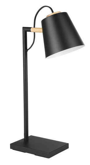 Lacey LED Table Lamp in Structured Black, Natural Wood (217|43613A)
