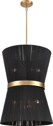 Ellesmere Six Light Foyer Pendant in Brass And Black Shade (214|DVP43648BR-BK)