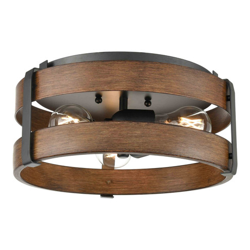 Fort Garry Three Light Flush Mount in Graphite And Ironwood On Metal (214|DVP41832GR+IW)