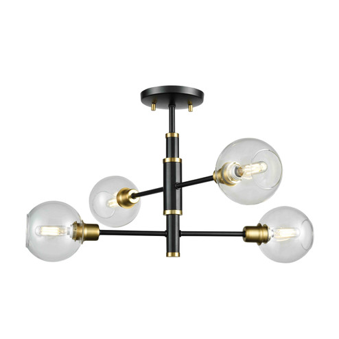 Ocean Drive Four Light Semi-Flush Mount in Venetian Brass And Graphite With Clear Glass (214|DVP20812VBR+GR-CL)