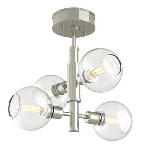 Ocean Drive Four Light Semi-Flush Mount in Satin Nickel And Chrome With Clear Glass (214|DVP20811SN/CH-CL)