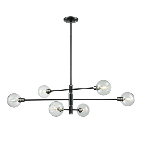 Ocean Drive Six Light Linear Pendant in Satin Nickel And Graphite With Clear Glass (214|DVP20802SN+GR-CL)
