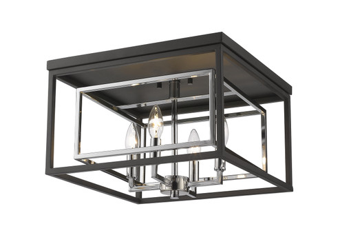 Euclid Four Light Flush Mount in Chrome / Matte Black (224|457F-CH-MB)