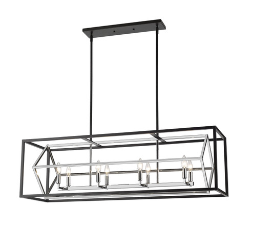 Euclid Eight Light Linear Chandelier in Chrome + Matte Black (224|457-8L-CH-MB)