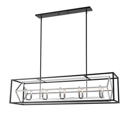 Euclid Ten Light Linear Chandelier in Chrome + Matte Black (224|457-10L-CH-MB)