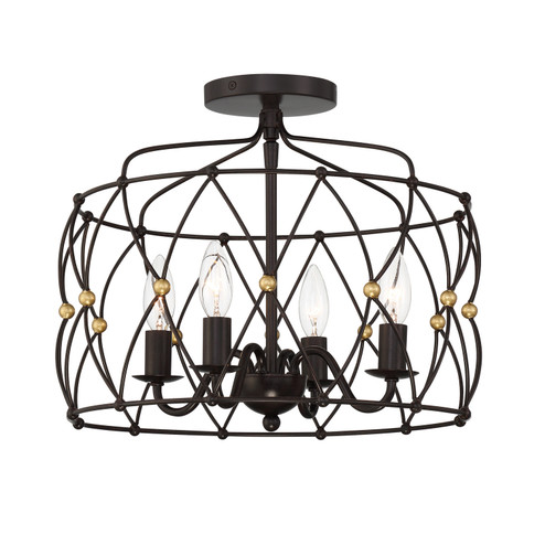 Zucca Four Light Semi Flush Mount in English Bronze / Antique Gold (60|ZUC-A9030-EB-GA_CEILING)