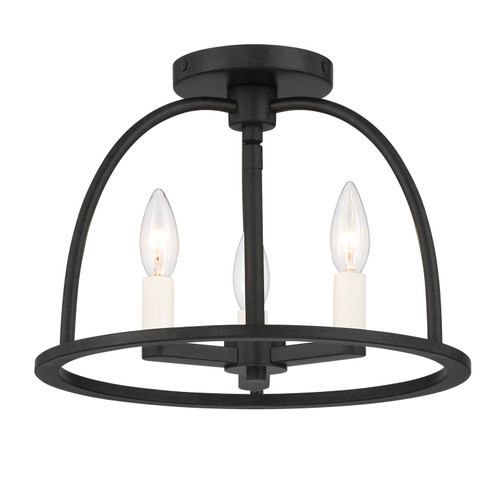 Abbott Three Light Semi Flush Mount in Black (60|ABB-3003-BK_CEILING)