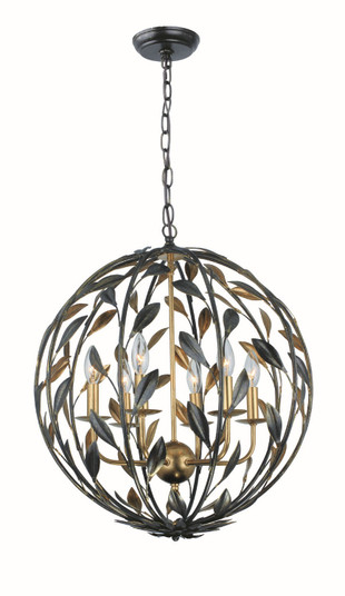Broche Six Light Chandelier in English Bronze + Antique Gold (60|506-EB-GA)