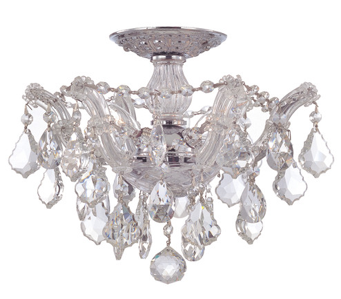 Maria Theresa Three Light Semi Flush Mount in Polished Chrome (60|4430-CH-CL-SAQ)