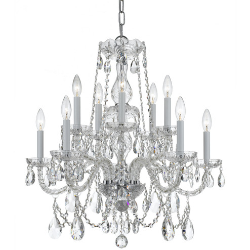 Traditional Crystal Ten Light Chandelier in Polished Chrome (60|1130-CH-CL-MWP)