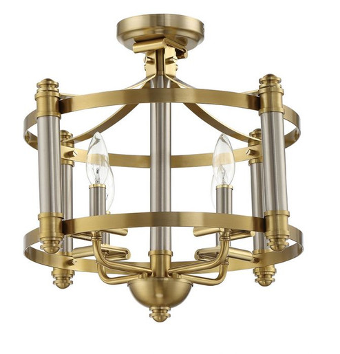 Stanza Four Light Semi Flush Mount in Brushed Polished Nickel/Satin Brass (46|54854-BNKSB)