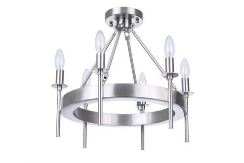 Larrson Six Light Semi-Flush Mount in Brushed Polished Nickel (46|54356-BNK)