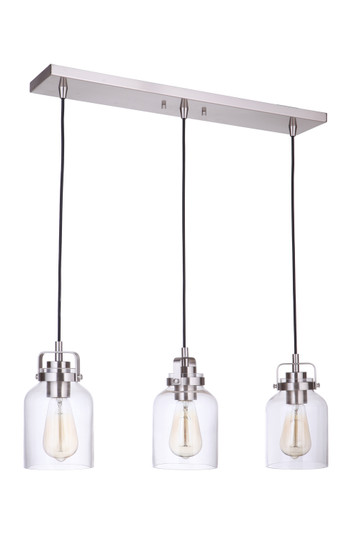 Foxwood Three Light Linear Pendant in Brushed Polished Nickel (46|53693-BNK)