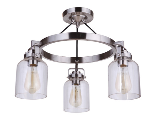 Foxwood Three Light Convertible Semi Flush in Brushed Polished Nickel (46|53653-BNK)