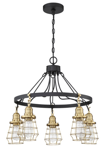 Thatcher Five Light Chandelier in Flat Black/Satin Brass (46|50625-FBSB)