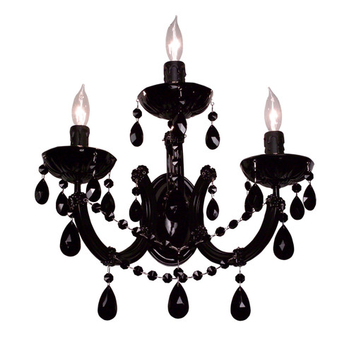 Rialto Traditional Three Light Wall Sconce in Black on Black (92|8343 BBLK CP)