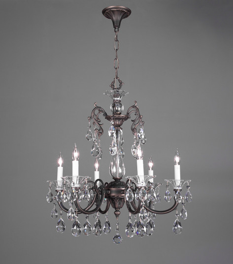 Via Lombardi Six Light Chandelier in Silverstone (92|57056 SS CGT)