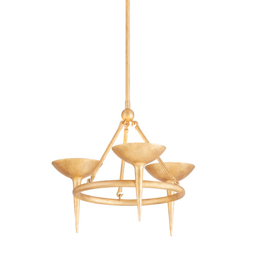 Cecilia Three Light Chandelier in Vintage Gold Leaf (67|F2603-VGL)