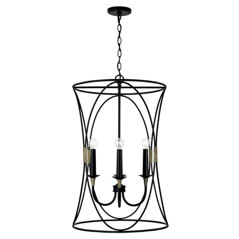 Amara Four Light Foyer Pendant in Matte Black with Brass (65|545641KB)