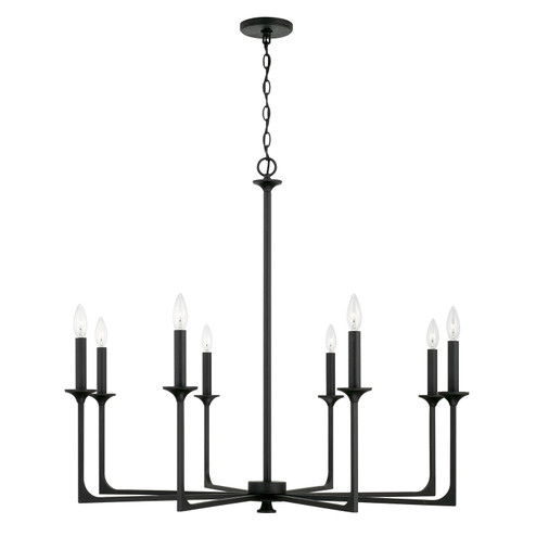 Clint Eight Light Chandelier in Black Iron (65|437381BI)