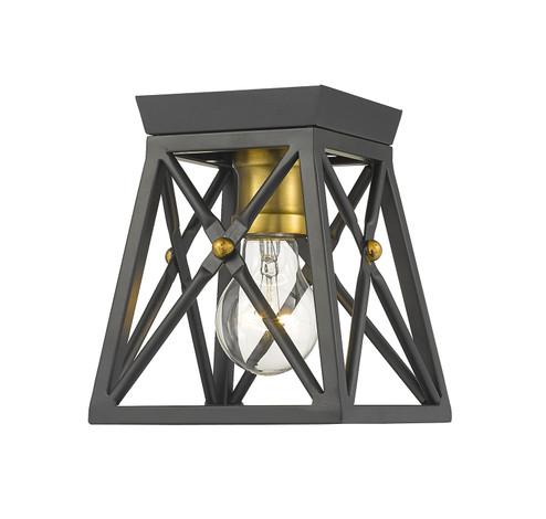 Trestle One Light Flush Mount in Matte Black + Olde Brass (224|447F1-MB-OBR)