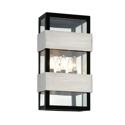 Dana Point Three Light Wall Sconce in Black With Brushed Stainless (67|B6523)