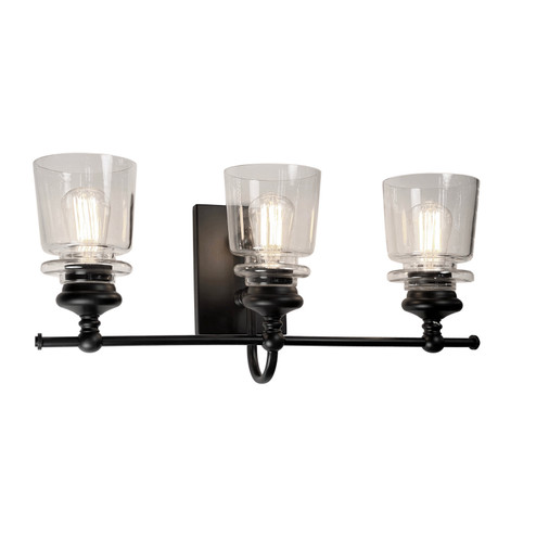 Castara Three Light Wall Sconce in Black & Brass (78|AC11593BK)