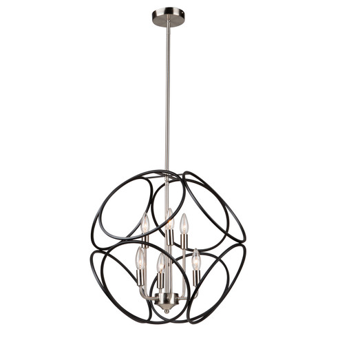 Sorrento Six Light Chandelier in Matte Black & Satin Nickel (78|AC11566NB)