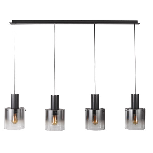 Henley Four Light Island Pendant in Satin Black & Smoke Glass (78|AC11526SM)