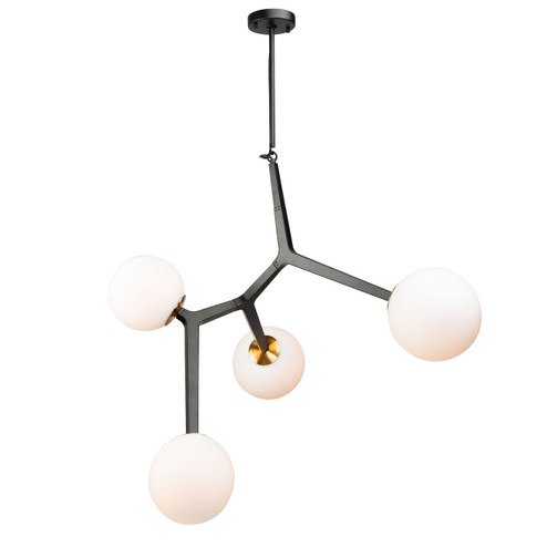 Ravello Four Light Pendant in Black & Harvest Brass (78|AC10974VB)