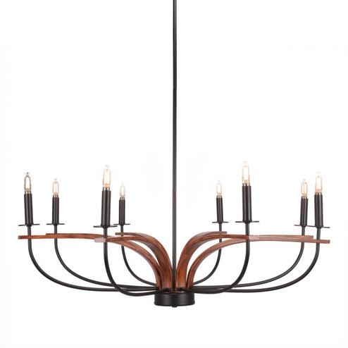 Monterey Eight Light Chandelier in Matte Black & Painted Wood-look (200|2908-MBWG)